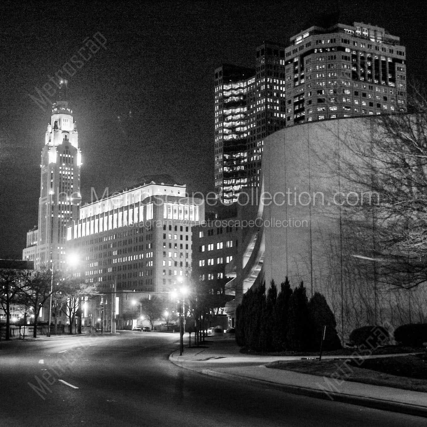 The LeVeque Tower and Ohio Supreme Court Building along Civic Center Drive Wall Art square crop