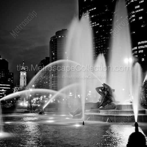 Logan Square Fountain -- Philadelphia Black and White Wall Art