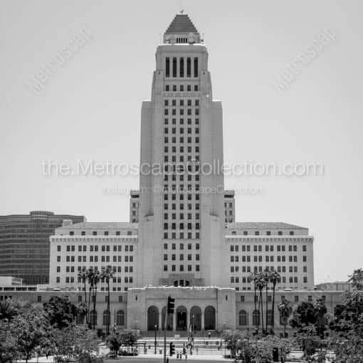 The Los Angeles City Hall in Daylight -- Los Angeles Black and White Wall Art
