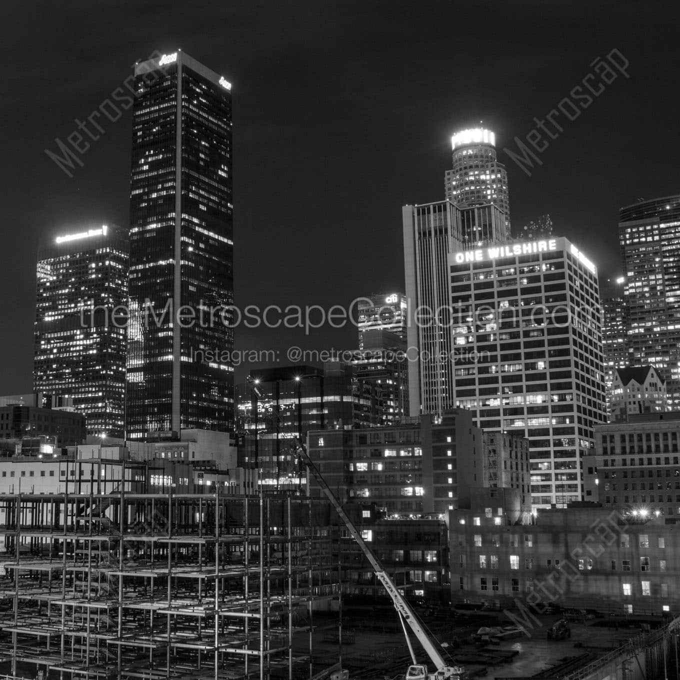 Los Angeles Skyline at Night Wall Art square crop