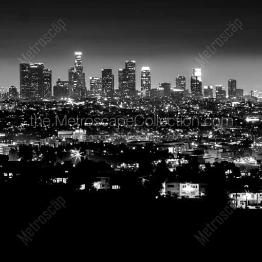 The Los Angeles Skyline from Griffith Park -- Los Angeles Black and White Wall Art