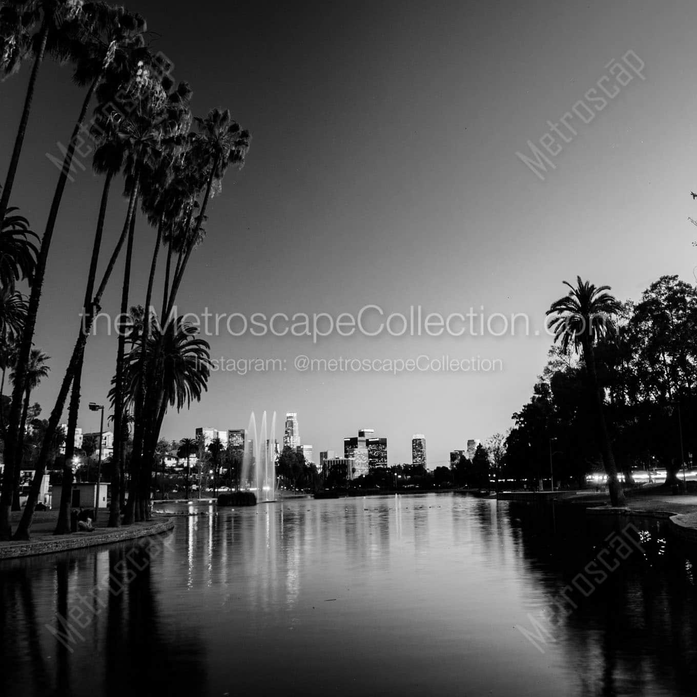 The Los Angeles Skyline from Echo Park along Glendale Boulevard Wall Art square crop