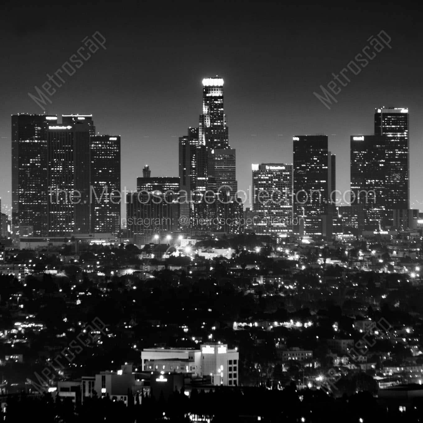 The Los Angeles Skyline from the Hollywood Hills Wall Art square crop