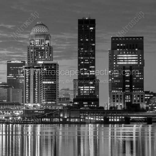The Louisville Skyline at Dawn -- Louisville Black and White Wall Art