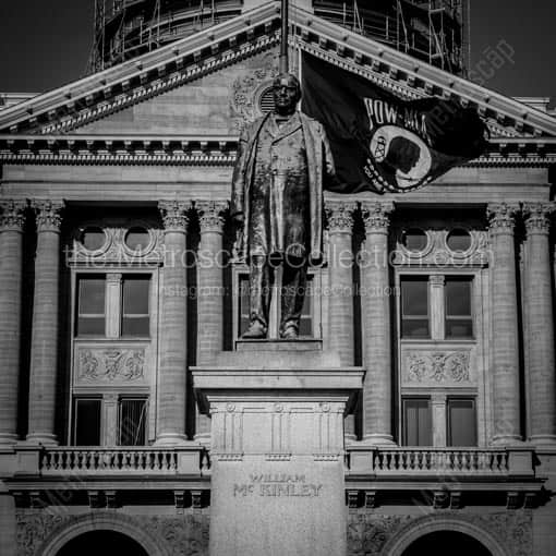 The Lucas County Courthouse and William McKinley Monument -- Toledo Black and White Wall Art