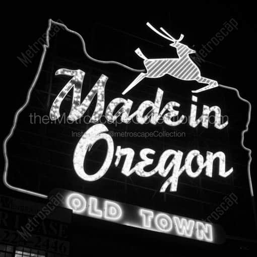 The Made in Oregon Neon Sign -- Portland Black and White Wall Art