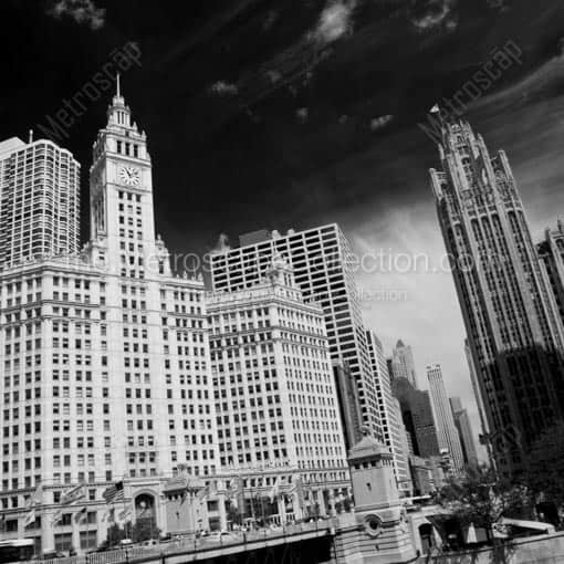 Magnificent Michigan Avenue and the Tribune and Wrigley Buildings -- Chicago Black and White Wall Art