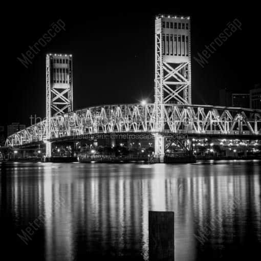 The Main Street Drawbridge over the St Johns River -- Jacksonville Black and White Wall Art