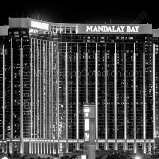Mandalay Bay at Night -- Las Vegas Black and White Wall Art