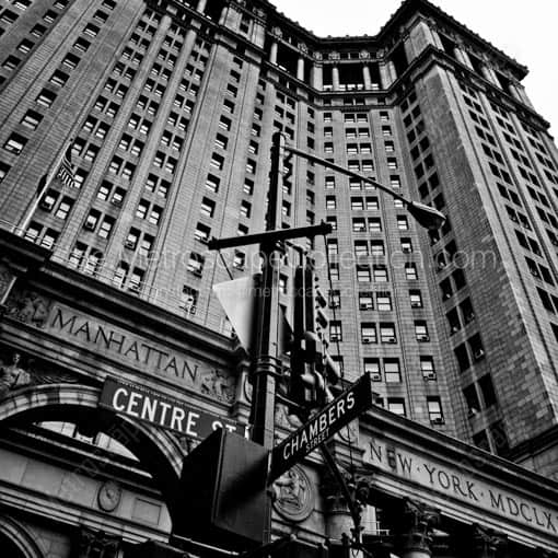 The Manhattan Borough Building at Centre and Chambers -- New York City Black and White Wall Art