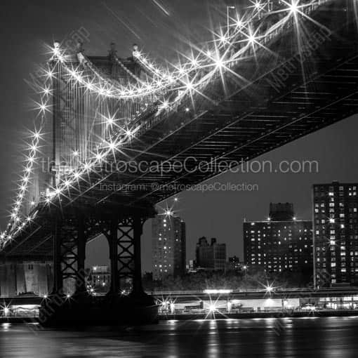 The Manhattan Bridge from Brooklyn Bridge park -- New York City Black and White Wall Art