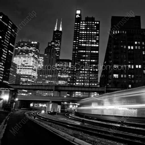 A Metra Train Arrives in Chicago from Milwaukee -- Chicago Black and White Wall Art
