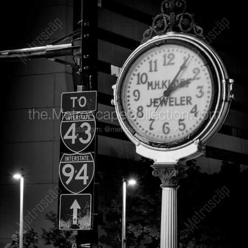 The M.H.Klopf Clock in Downtown Milwaukee -- Milwaukee Black and White Wall Art