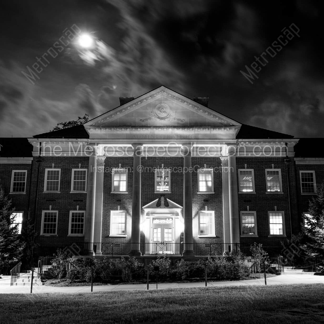 The Miami University Admin Hall Wall Art square crop