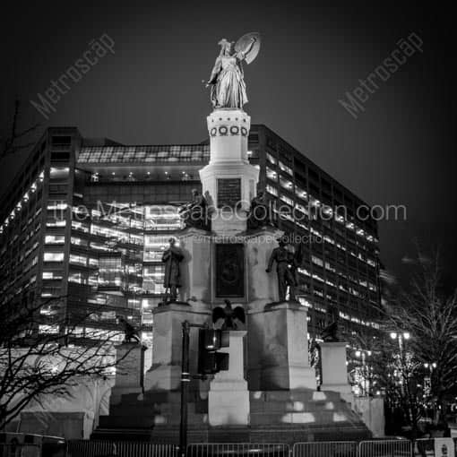 The Michigan Soldiers and Sailors Monument in Campus Martius -- Detroit Black and White Wall Art