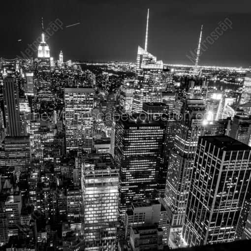 Midtown Manhattan and Times Square at Night -- New York City Black and White Wall Art