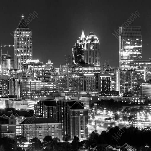 The Midtown Mile at Night -- Atlanta Black and White Wall Art