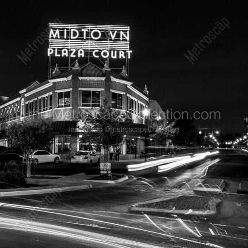 Midtown Plaza Court in Oklahoma City -- Oklahoma City Black and White Wall Art