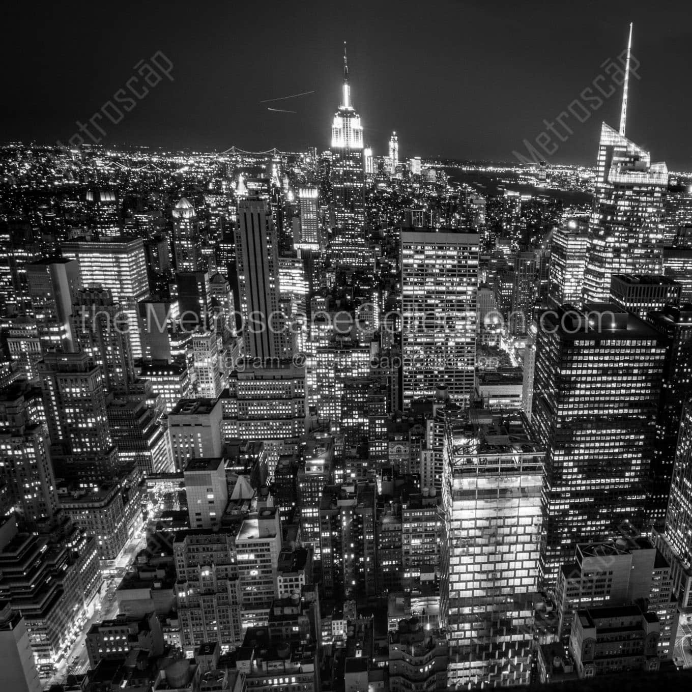 The Midtown New York City Skyline at Night Wall Art square crop