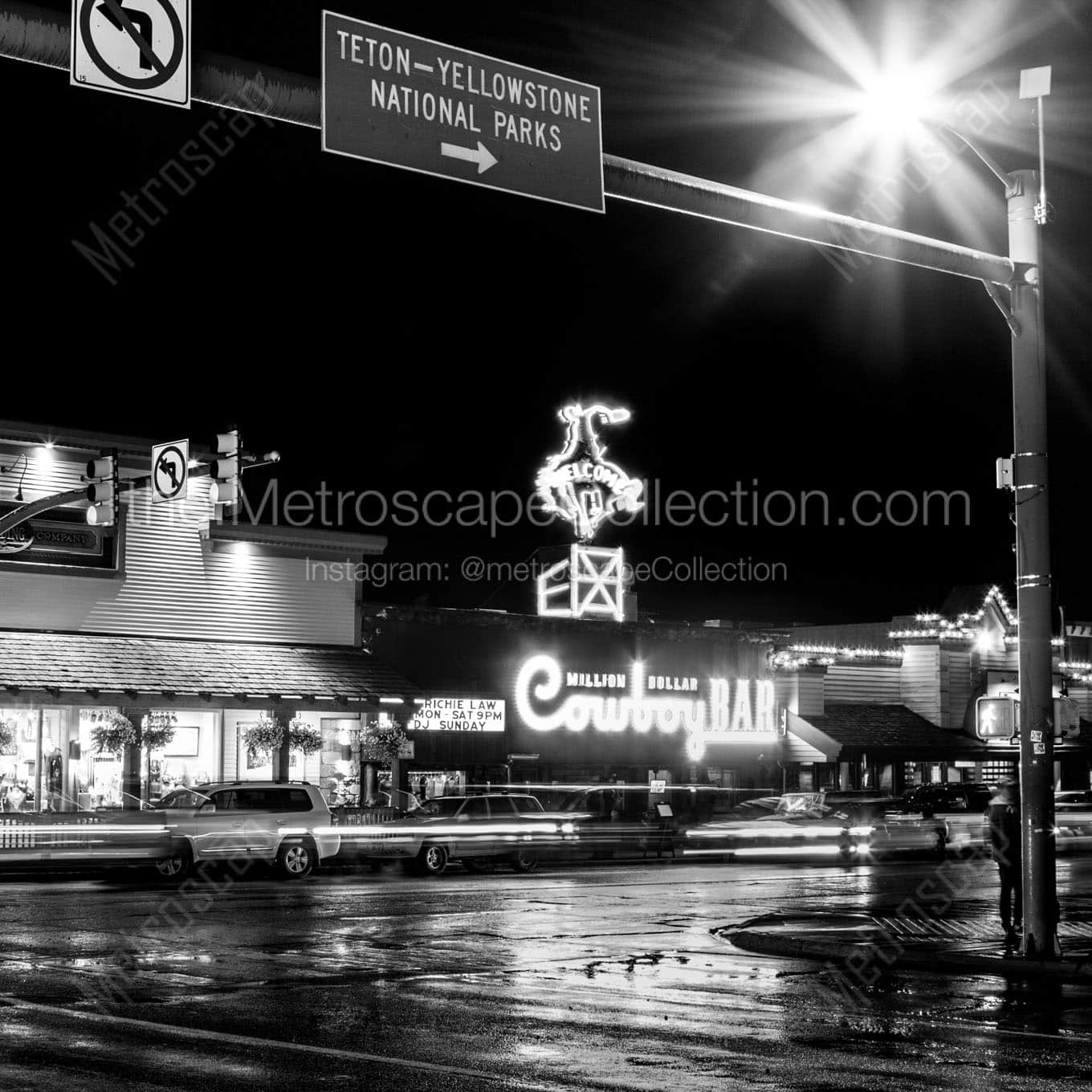 The Million Dollar Cowboy Bar in Downtown Jackson Wyoming Wall Art square crop
