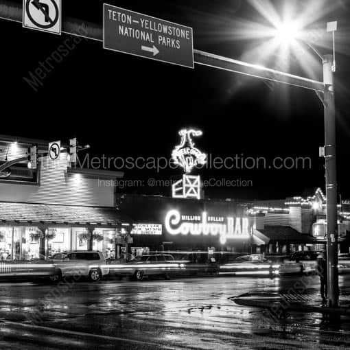 The Million Dollar Cowboy Bar in Downtown Jackson Wyoming -- Jackson Hole Black and White Wall Art