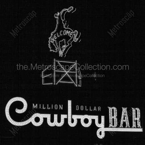 The Million Dollar Cowboy Bar Sign -- Jackson Hole Black and White Wall Art