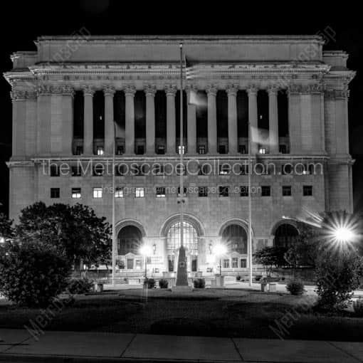 The Milwaukee County Courthouse at Night -- Milwaukee Black and White Wall Art