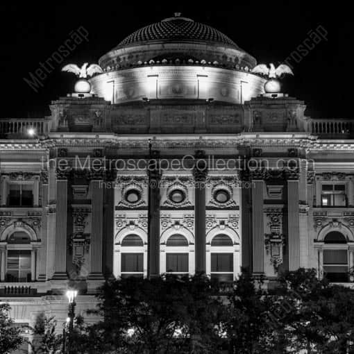 The Milwaukee County Library at Night -- Milwaukee Black and White Wall Art