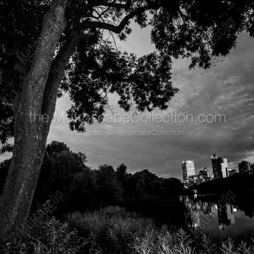 The Milwaukee Skyline from McKinley Park -- Milwaukee Black and White Wall Art