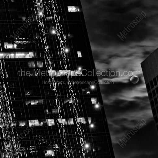 A Moon Rises over Dallas -- Dallas Black and White Wall Art
