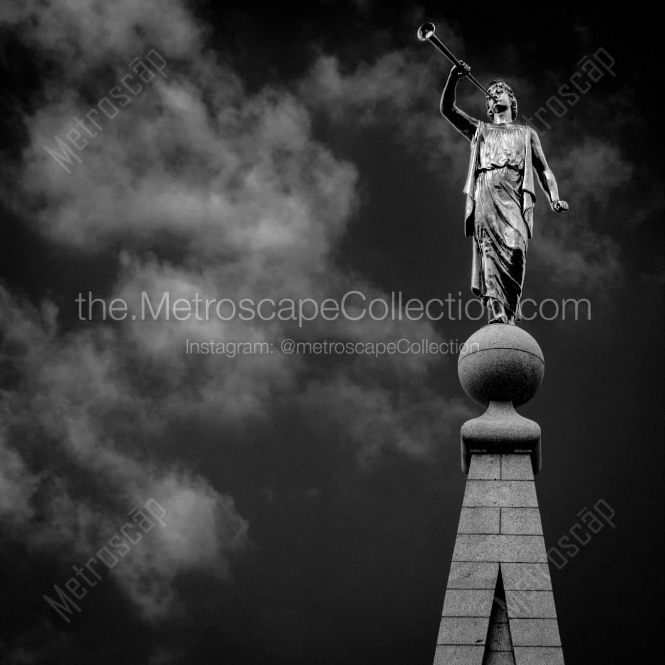 Moroni atop the Mormon Temple Wall Art square crop