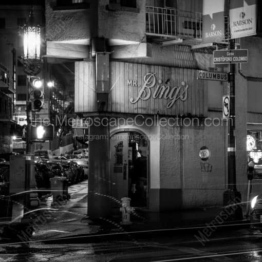 Mr. Bings at Columbus and Pacific -- San Francisco Black and White Wall Art