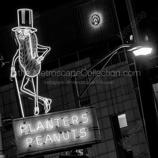 Mr. Peanut Sign on S. High Street -- Columbus Black and White Wall Art