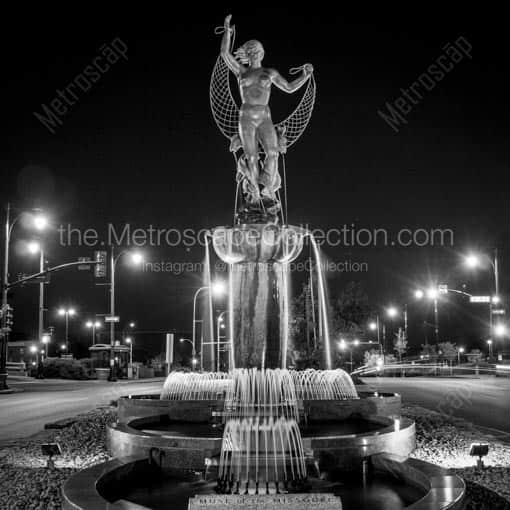 The Muse of the Missouri Fountain -- Kansas City Black and White Wall Art