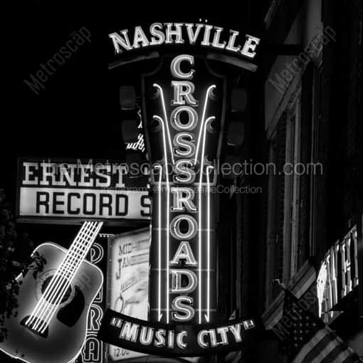 The Nashville Crossroads -- Nashville Black and White Wall Art