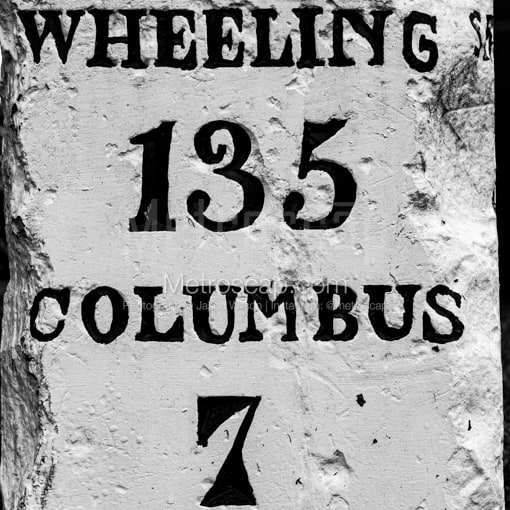 A National Road Mile Marker US Route 40 -- Columbus Black and White Wall Art