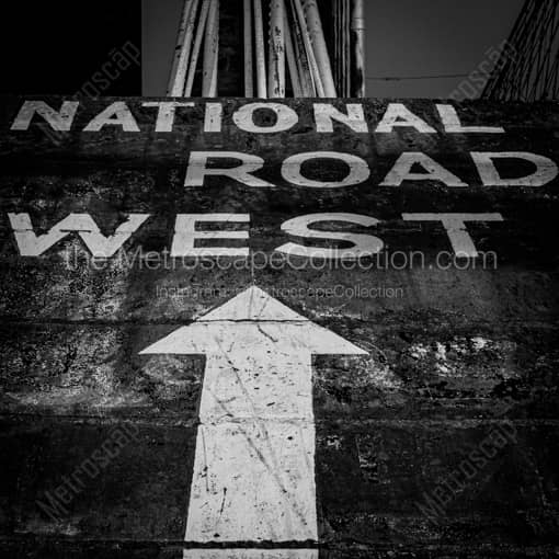 National Road West Wheeling Suspension Bridge -- Wheeling WV Black and White Wall Art