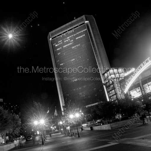 The Nationwide Building Towers over the Arena District -- Columbus Black and White Wall Art