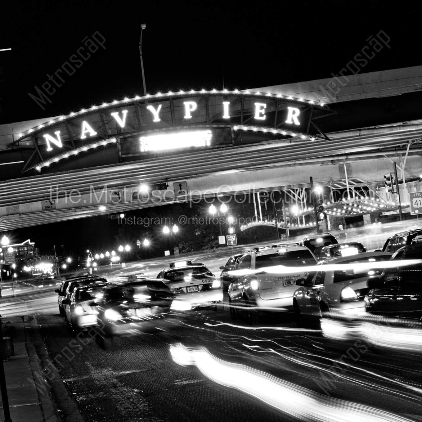 The Illinois Street Sign for Navy Pier at Lake Shore Drive Wall Art square crop