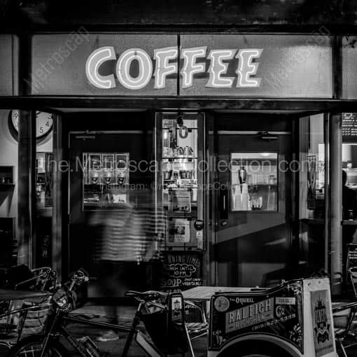 The Coffee Shop on Hargett -- Raleigh Black and White Wall Art