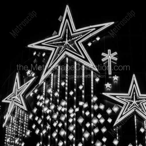 Neon Stars on the Riviera Sign -- Las Vegas Black and White Wall Art