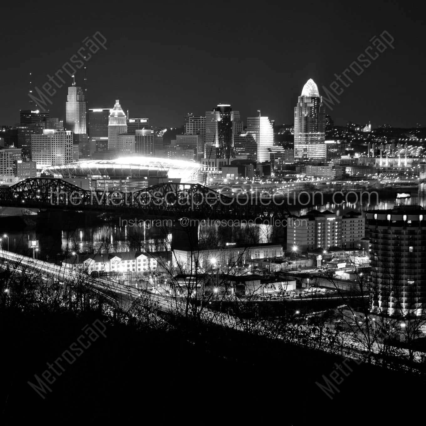 The New Cincinnati Skyline from Devou Park Wall Art square crop