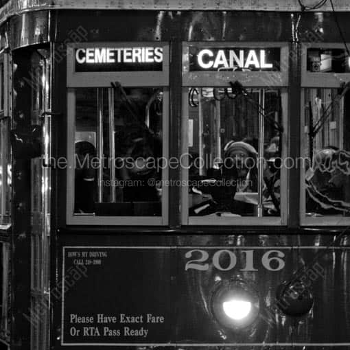 A Streetcar Bound for the New Orleans Cemeteries -- New Orleans Black and White Wall Art