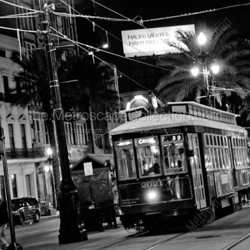 A New Orleans Trolly on Canal Street -- New Orleans Black and White Wall Art