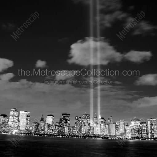 The Lower Manhattan Skyline on the September 11 -- New York City Black and White Wall Art