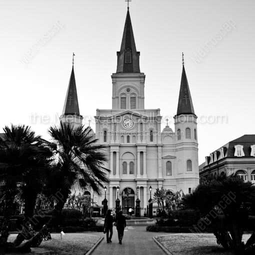 St Louis Cathedral Nola Jackson Square -- New Orleans Black and White Wall Art