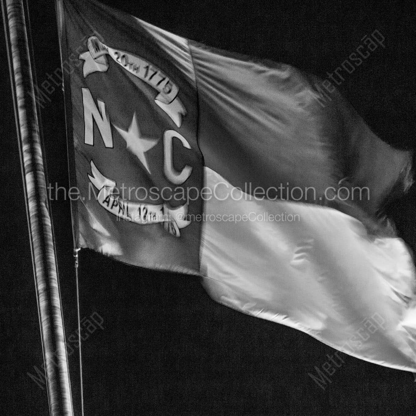 The North Carolina Flag on the NC Capitol Wall Art square crop