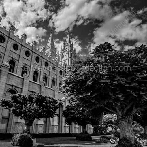The Northern Side of the LDS Temple -- Salt Lake City Black and White Wall Art