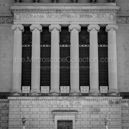 The North Face of the Indiana World War Memorial -- Indianapolis Black and White Wall Art