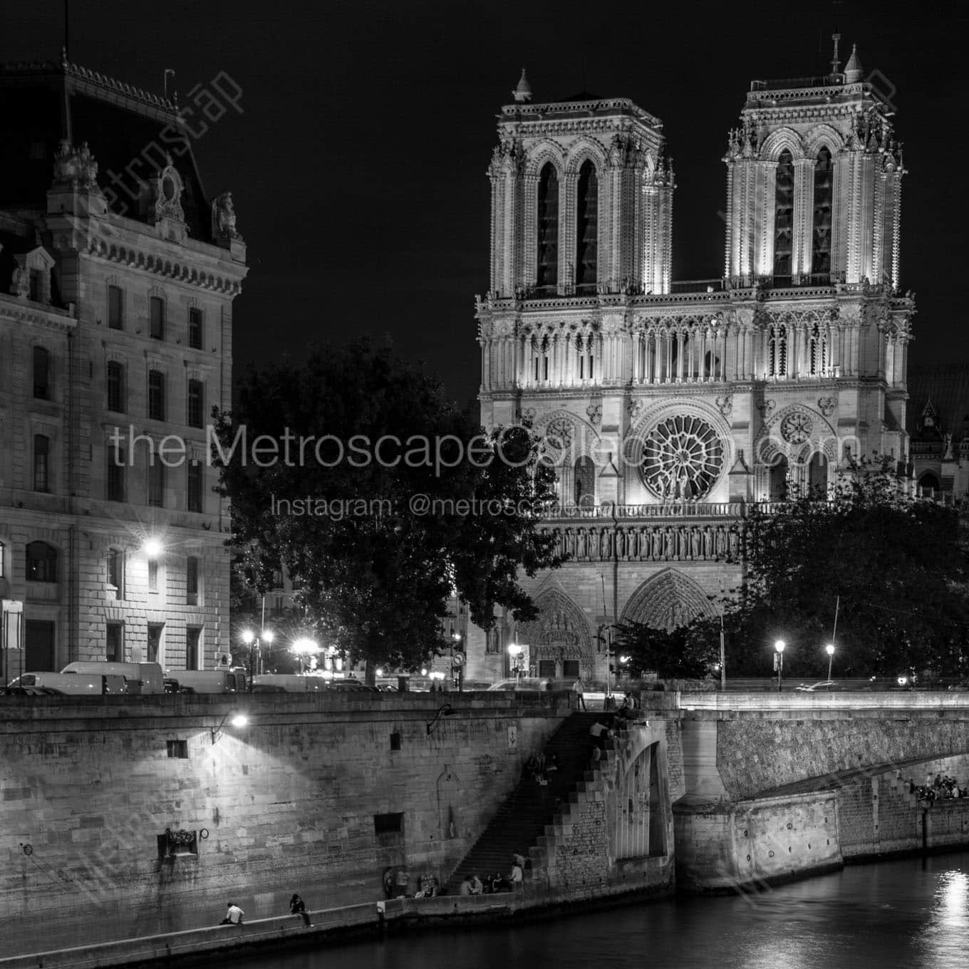 Notre Dame de Paris at Night Wall Art square crop